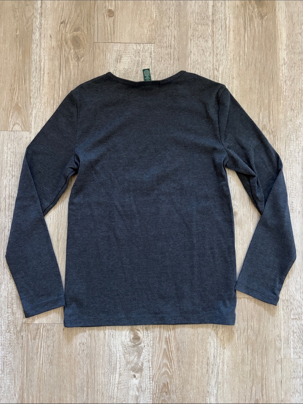 Lauren Ralph Lauren Long Sleeve Ribbed Cotton Tee Charcoal Gray & Deep Brown - Picture 5 of 12